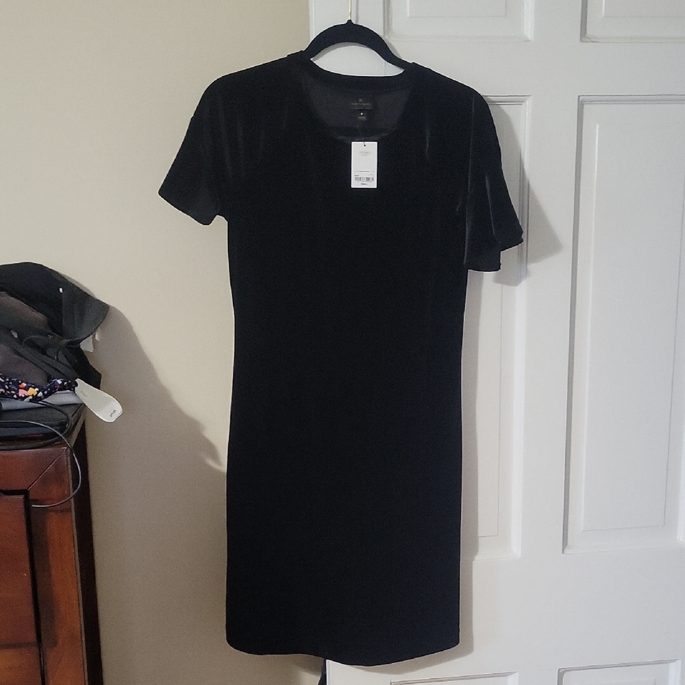NWT Worthington Black Velvet Shift Dress In Size Small